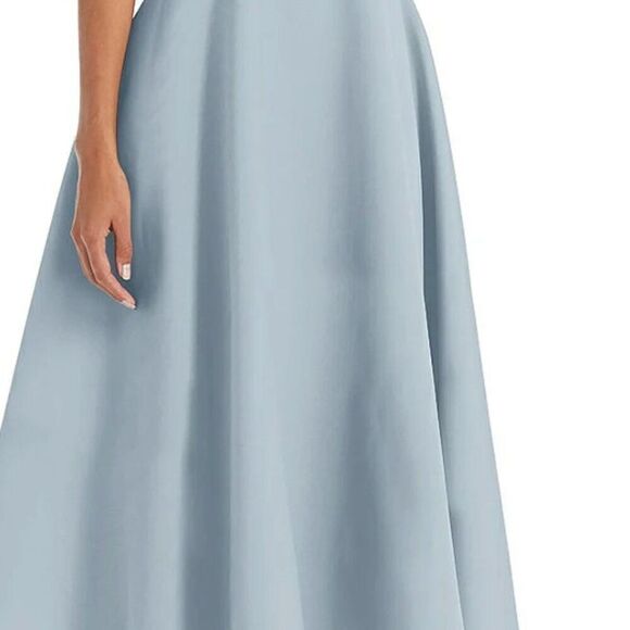 Alfred Sung Puff Cap Sleeve Full Skirt Satin Midi Dress - D798 14 NWOT Mist - Picture 7 of 10